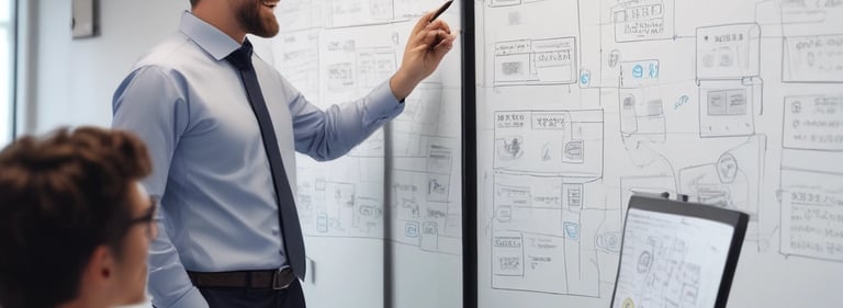 A hand holding a smartphone displaying a webpage titled 'Creating a Brand' with navigation options like Home, Discovery, Members, and Topics. The background is out of focus, providing a neutral setting.