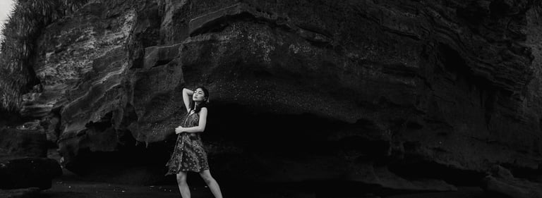 Moody lifestyle portrait at Pantai Nyanyi Tabanan Bali