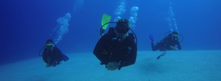 a group of scuba divers in the sea