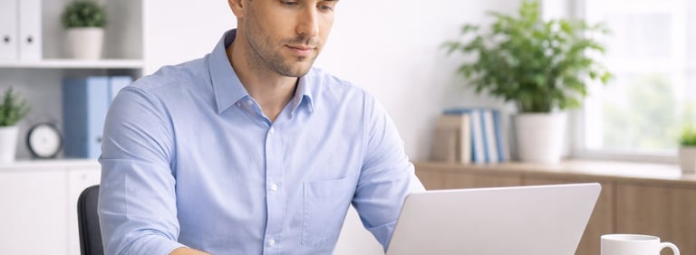 Person using a laptop to interact with financial systems representing how lenders report credit data