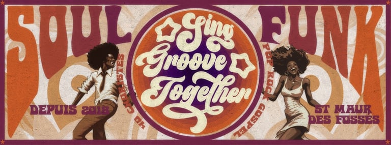 a group of people standing in front of a sign