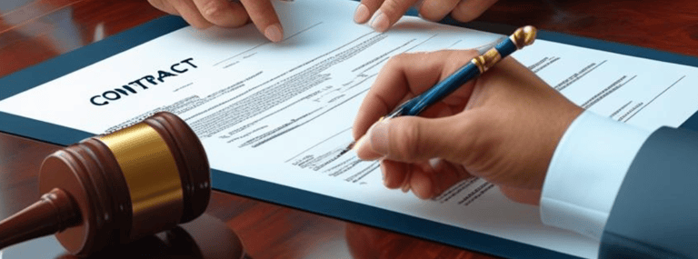 a man in a suit and tie is signing a contract