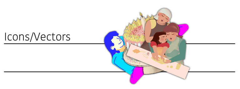 Flat vector illustration of a family celebrating together with a birthday cake and food.