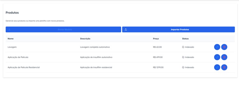 Cadastre seus serviços e produtos facilmente e comece a automatizar seu atendimento sem complicações