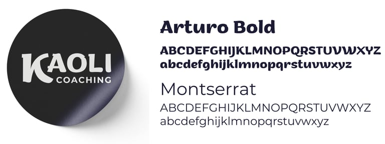 Le guide de marque d'un coach sportif montrant les polices typographiques à côté du logo