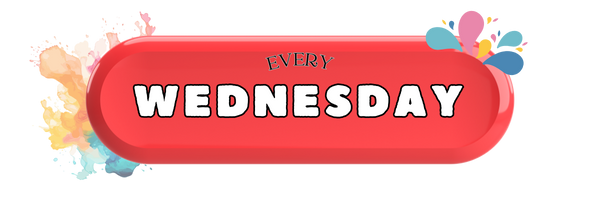 a red sign that says, every wednesday, the day of our lesson