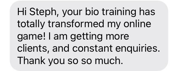 a text message from a customer who is about to be a trainer