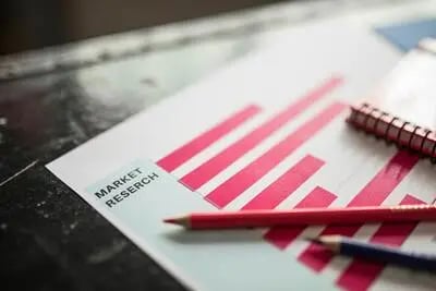 Business charts and reports showing market research and opportunity analysis for growth planning