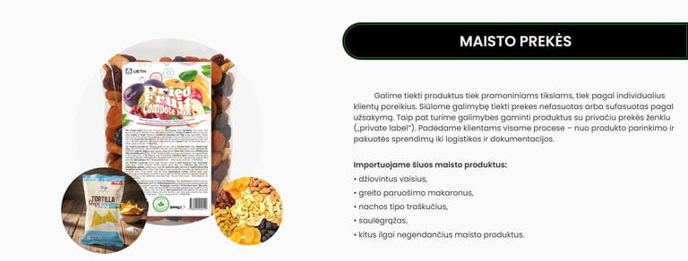 Selection of dried fruit compote mix, tortilla chips, and assorted nuts for food wholesale.