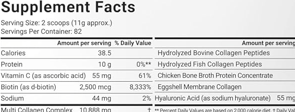 Micro Ingredients Multi Collagen Protein Powder label