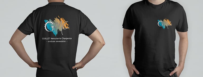 Buste d'un homme avec t-shirt noir et inscription GMC dessus