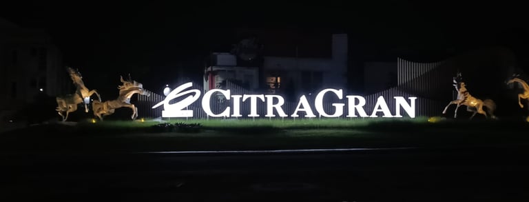 Huruf 3d akrilik besar menyala karya Angel Family Laser di Citra Gran Cibubur.