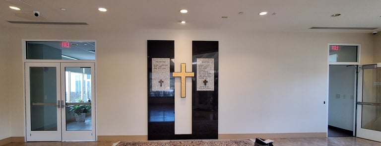 wall at Saint David the King Church, Mercer County before the mural was painted by Marcine