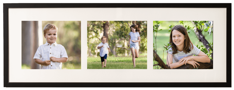 Framed and matted tryptich children's portrait print, Perth photography wall art products by Fisher Photography