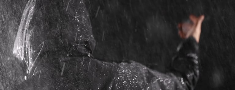 clip de hatik en studio video sous la pluie sur fond noir
