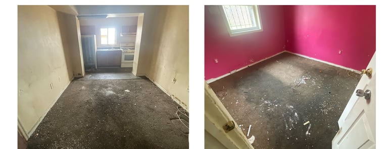 photos of an apartment unit before renovation