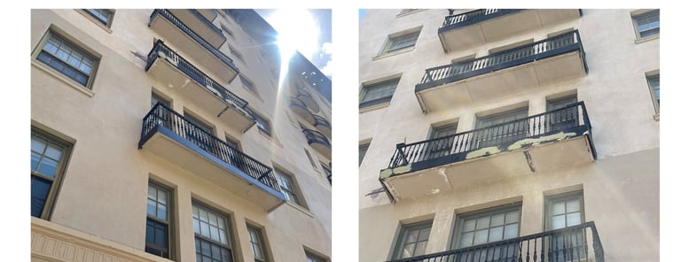 photos of balconies on a high rise apartment building