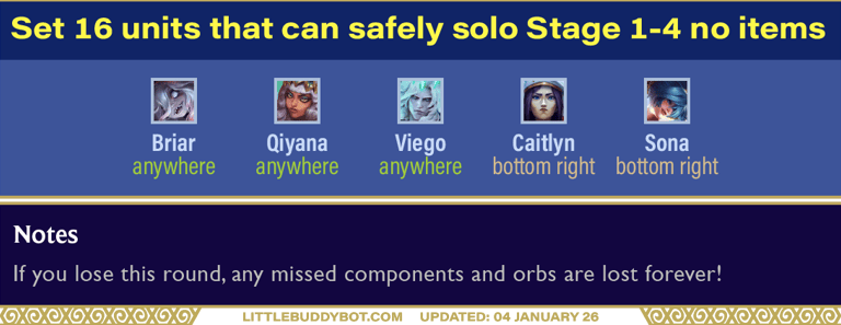 Teamfight Tactics TFT Set 16 Lore & Legends Units that can safely solo Stage 1 PvE without any items