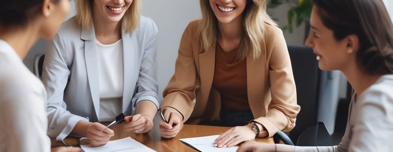 a group of people sitting around a table