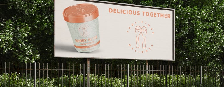 Frolicious Delights billboard advertisement design — brand launch campaign