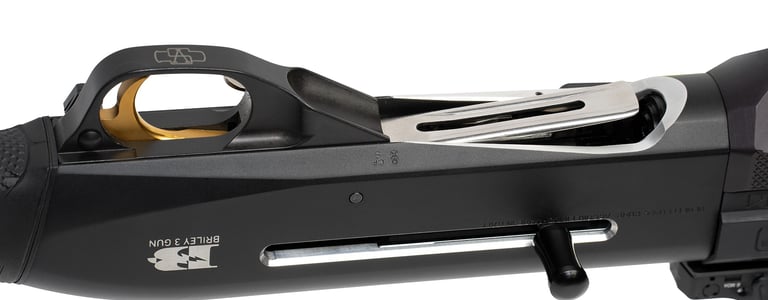 Custom bearbeitete Selbstladeflinte mit ausgefrästem Ladefenster und auf links umgebauten Ladehebel