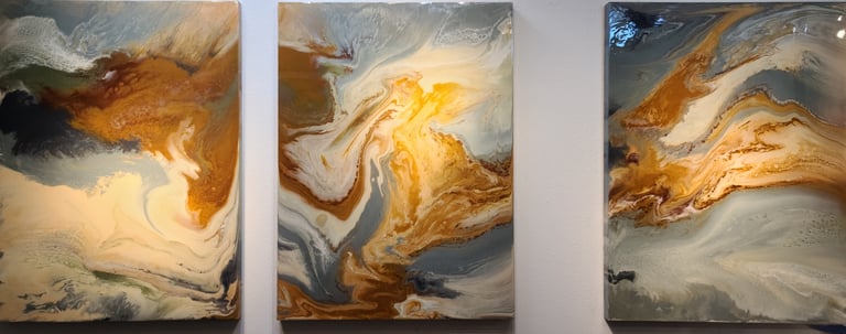 SOLD:​ ​​Serene Triptych is an original mixed media 