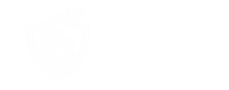 White shield icon featuring a mother, child, and heart for family protection insurance.