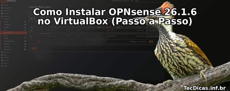 Tutorial passo a passo de como instalar e configurar o firewall OPNsense 26.1.6 no VirtualBox