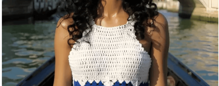 Top Bluewhite fait main au crochet par cachalabibi