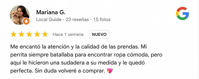 Foto de una reseña de cliente sastifecho