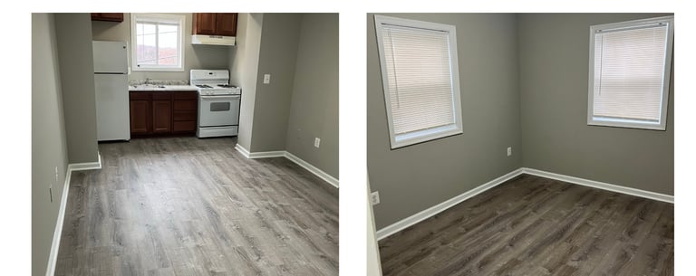 photos of an apartment unit after renovation