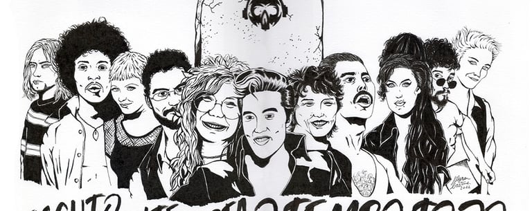 desenho de músicos e cantores que morreram cedo