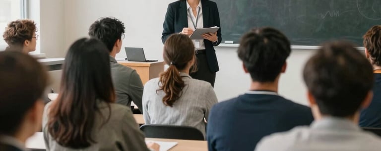 A group of diverse people in a classroom setting in the US, focused on a presenter during a professional development workshop, shot in soft natural light.
