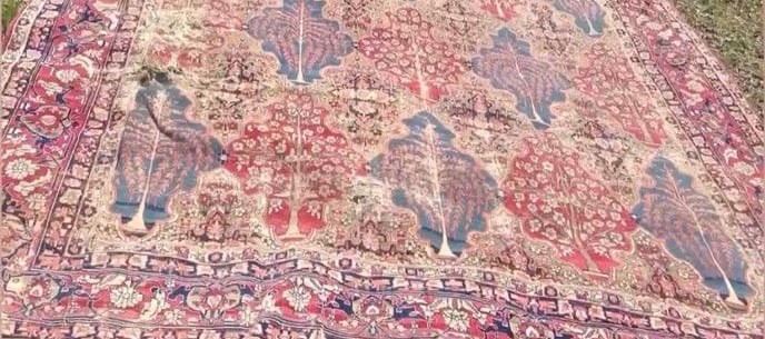 Restored antique rug after professional repair and full reconstruction.