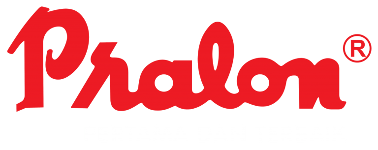 a red and white logo with the words Distributor Pralon
