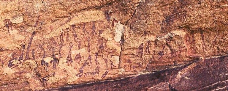 Some of the dancing human figures that appeared in the Barranco de los Grajos, Cieza. Photo of Barra