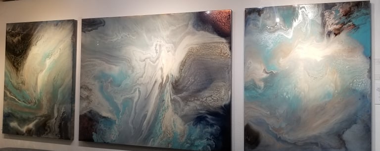 SOLD:​ ​​​​Trilogy is an original mixed-media triptych created in 2020. 