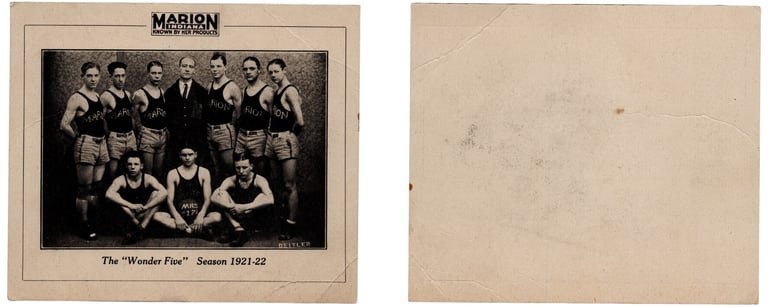 1920s The Wonder Five Basketball Team Trade Card Marion Indiana Rare