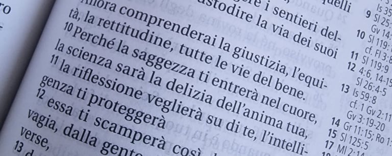 Una pagina di testo dalla bibbia per conoscere cosa c'é scritto davvero. senza filtri.