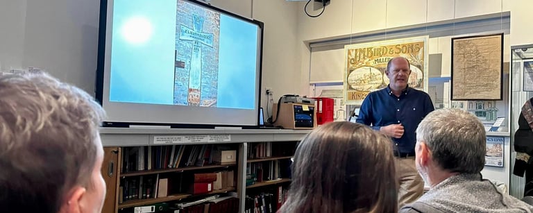 Andrew White presenting a historical talk