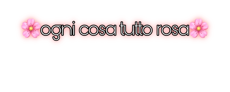 Neon Italian text 'ogni cosa tutto rosa' with pink cherry blossom flowers on a black background.