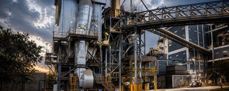 Cement plant with critical industrial equipment