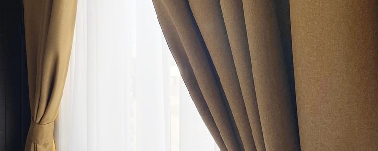 orange curtains