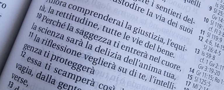 Una pagina di testo dalla bibbia per conoscere cosa c'é scritto davvero. senza filtri.