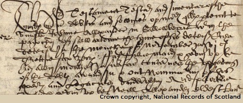 Image of part of a seventeenth century testament showing early modern handwriting