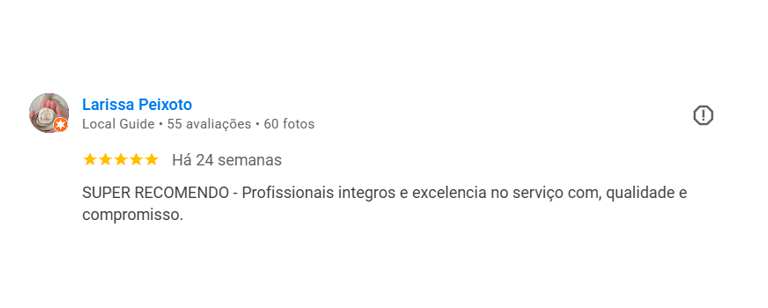 Print de avaliação do Google, cliente Larissa