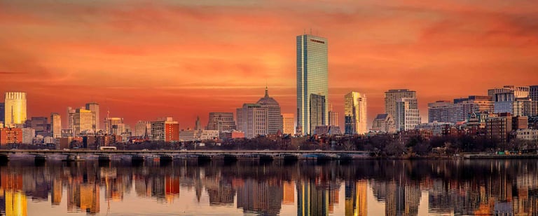 Stunning Fall Sunset Boston Skyline