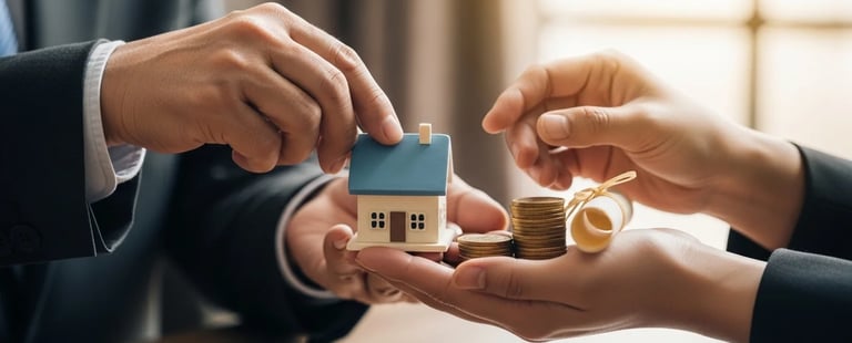 Doação de patrimônio familiar simbolizada por entrega de casa