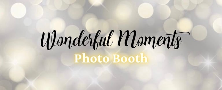 Wonderful Moments Photo Booth business logo with gold sparkle.