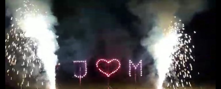 Hochzeitsfeuerwerk Saarland Herz Initialen Vulkane  